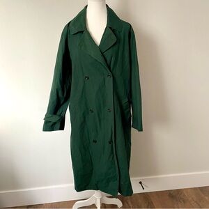 Aritzia Community Forest Green Trench Coat Long Size Small